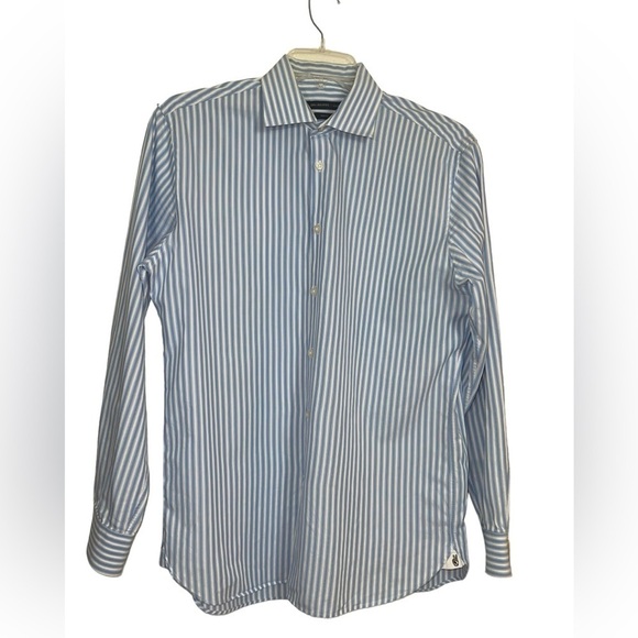 John Varvatos trim fit long sleeve stripe shirt. Size 16  34/35 GUC - Picture 5 of 10